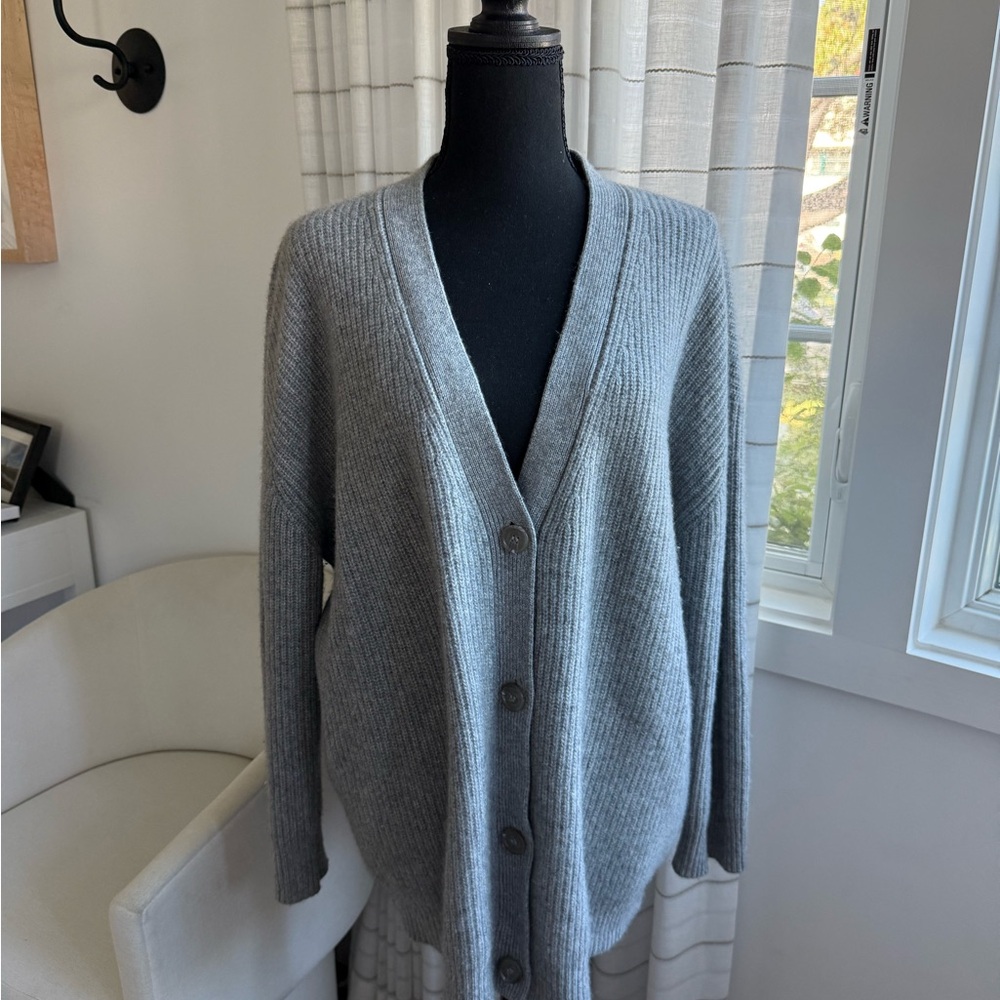 Jenni Kayne 100% Cashmere Cocoon Gray Cardigan Sweater